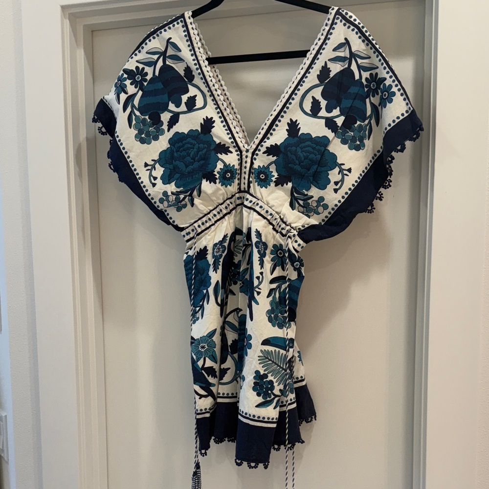 Farm Rio size small Blue and White dress